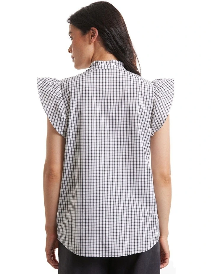 Short Sleeve Mini Check Shirt in Dark Charcoal