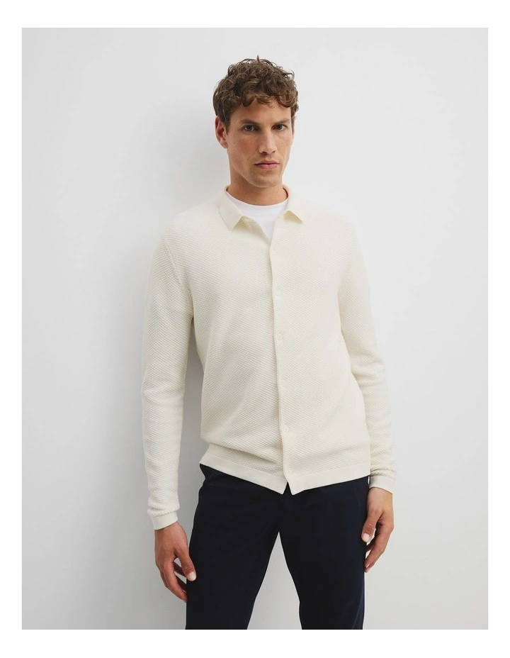 Cotton Silk Knit Shirt in White