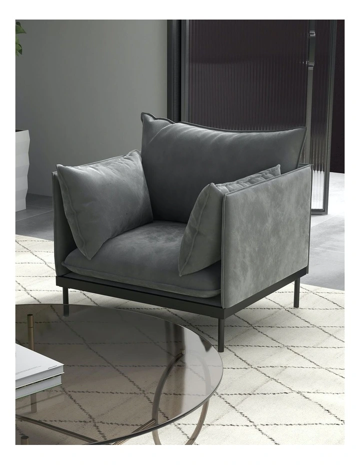 Camilla Luxury Upholstered 1 Seater Sofa Armchair in Light Grey