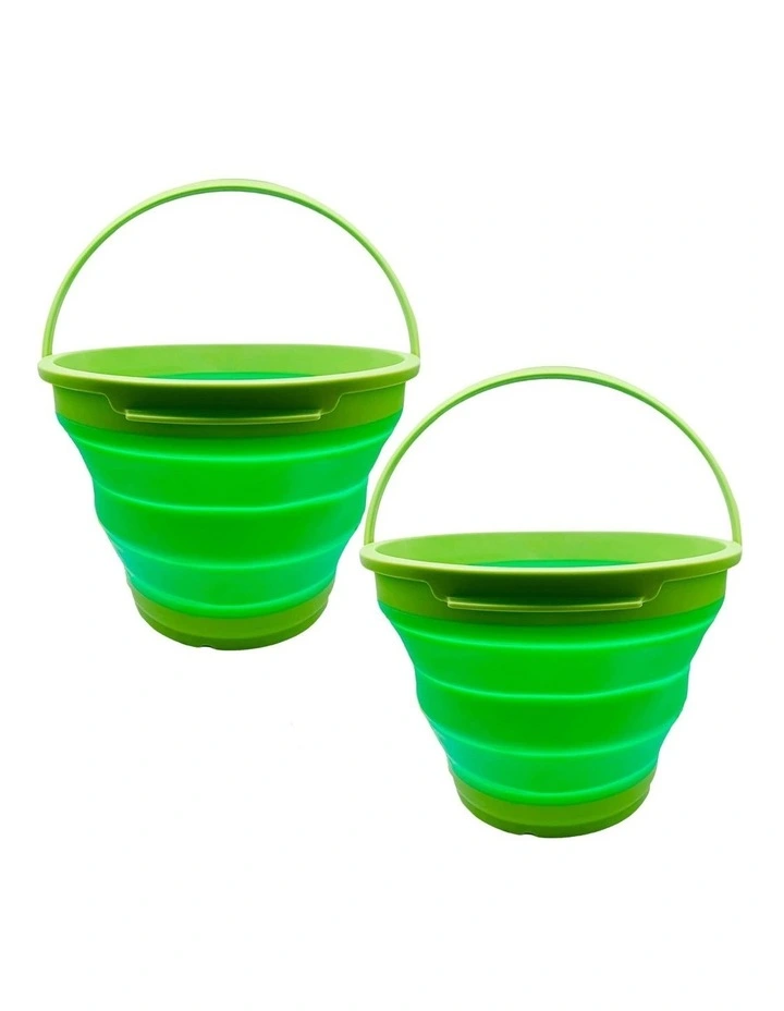 Foldable Collapsible Silicone Bucket 7L 2 Pack in Green