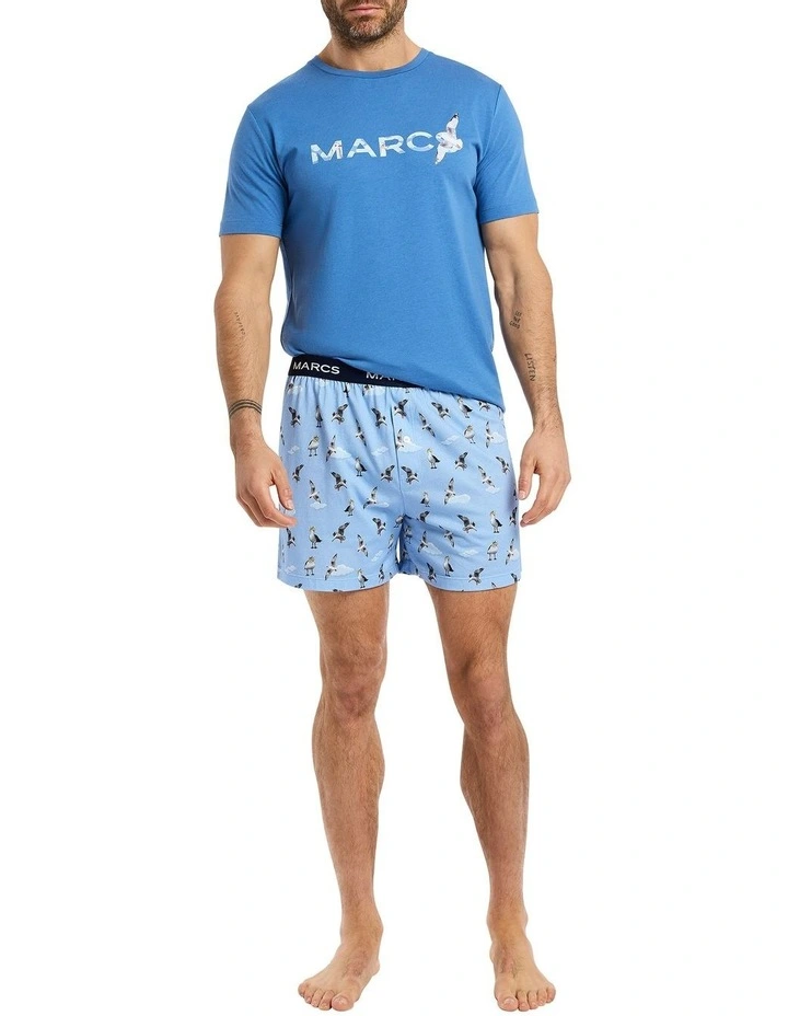 Uptown Gull Pyjama Short Set in Blue Multi