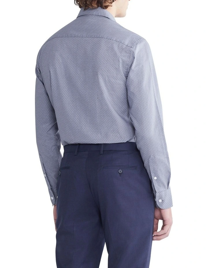 Diamond Print Slim Long Sleeves Shirt in Blue