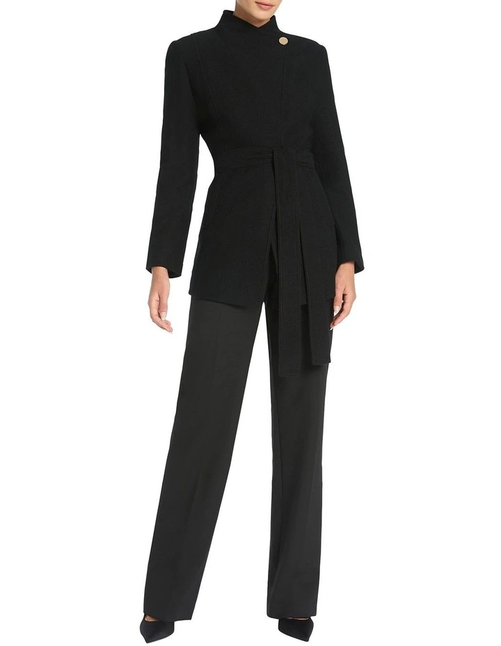 Luisa Felted Wool Coat in Black