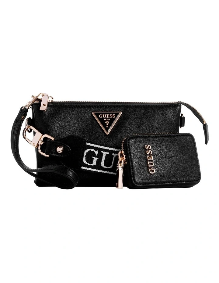 Latona Mini Triple Compartment Top Zip Bag in Black