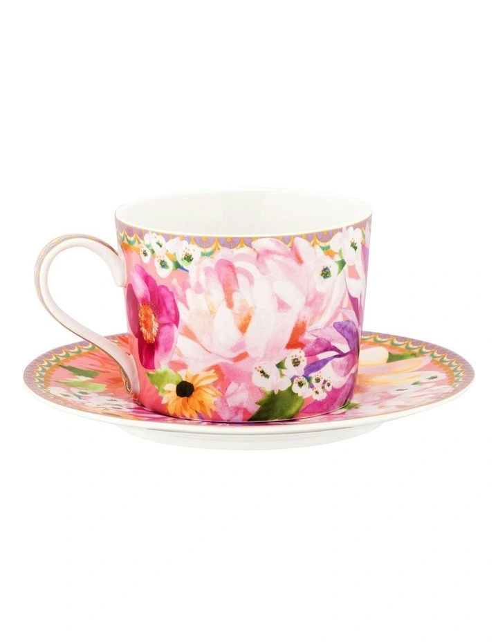 Teas & C's Dahlia Daze Cup And Saucer 240ml Gift Boxed in Multi