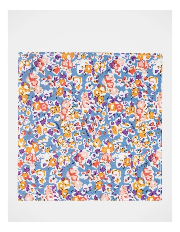 Floral Cotton Pocket Square in Blue