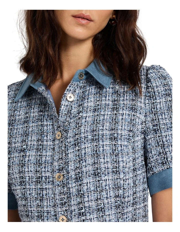 Tweed You Close Dress in Blue