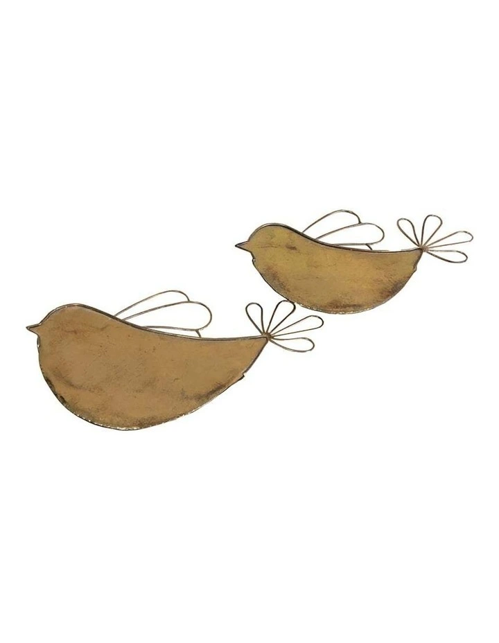 Metal Wall Bird Design Pot Planters Set of 2 in Gold