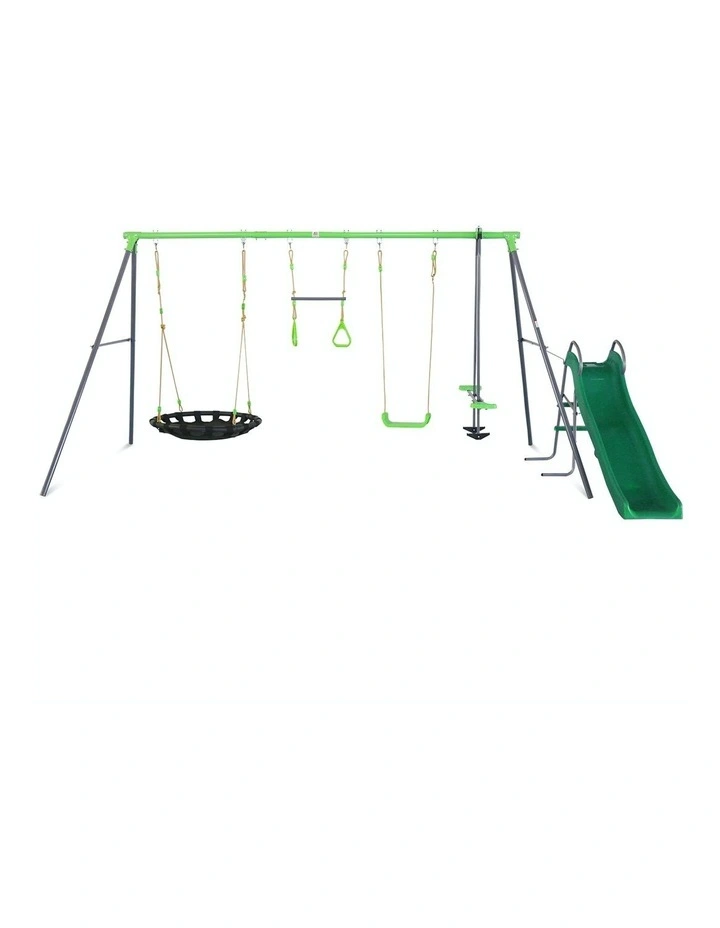 Lynx 4 Station Swing Set With Slippery Slide