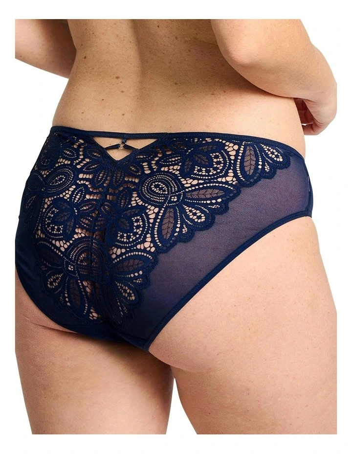 Attirance Low Rise Mesh & Lace Bikini Brief in Marine Blue