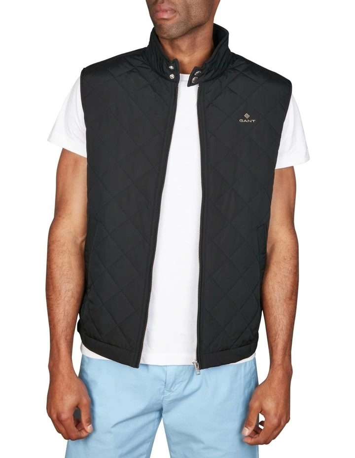 Quilted Windcheater Vest in Black