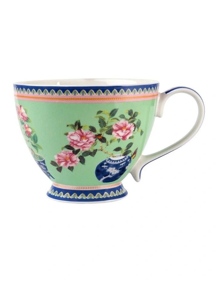 Gift Boxed Gabby Malpas Jardin Camelia Footed Cup 400ml in Green