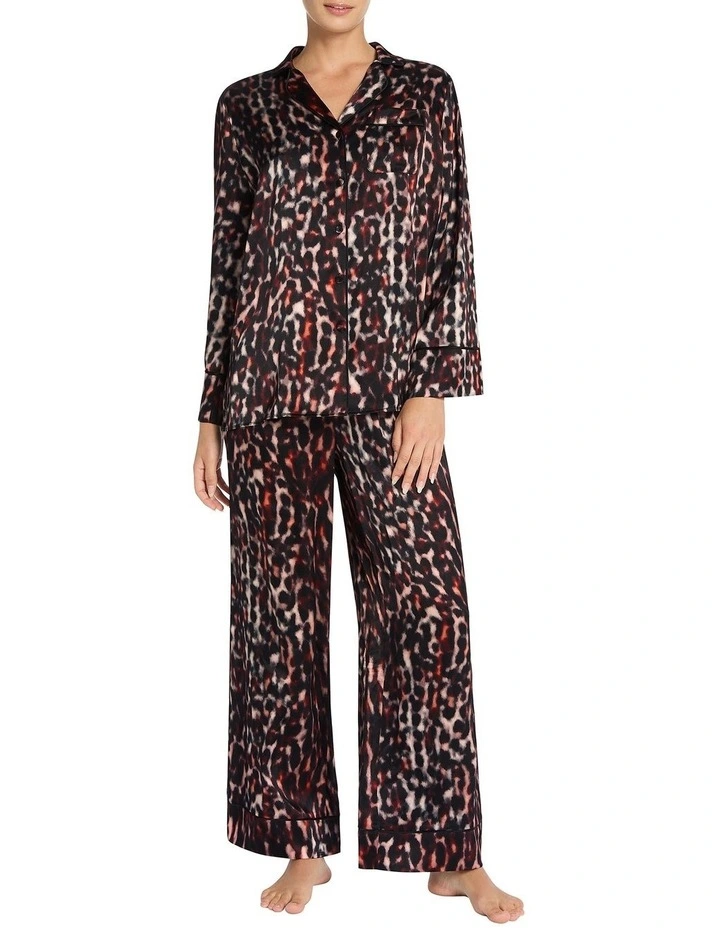 Manon Silk Pyjama Blouse in Black Multi