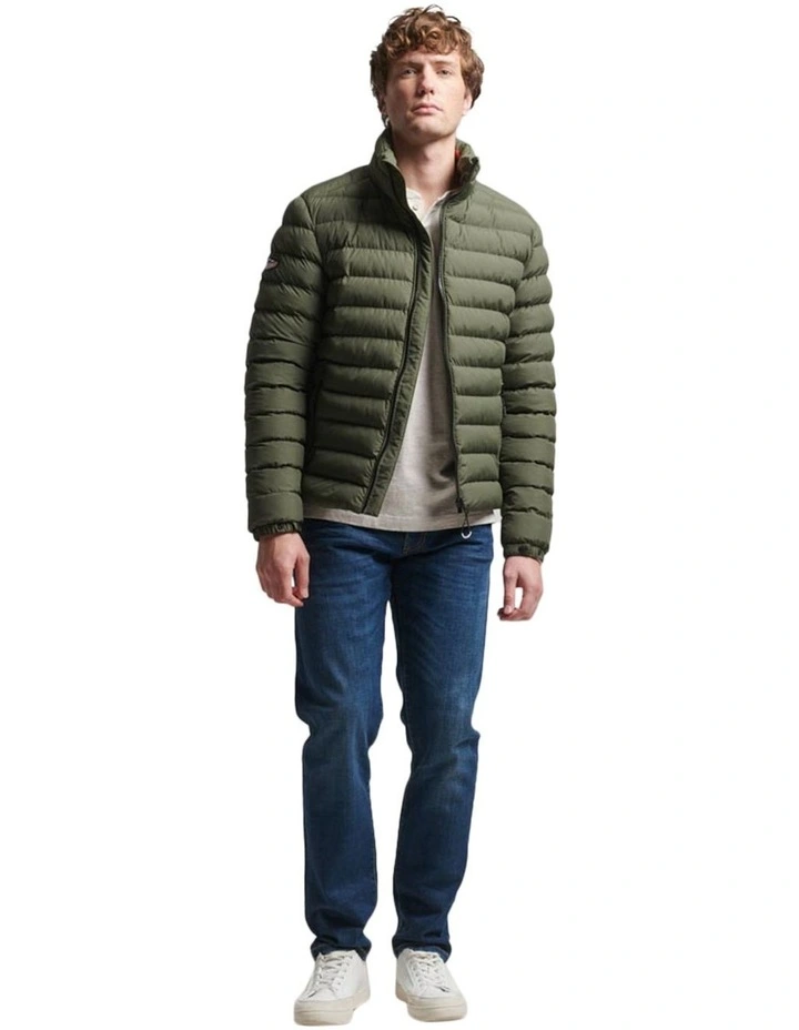 Fuji Print Padded Jacket in Dark Moss Green