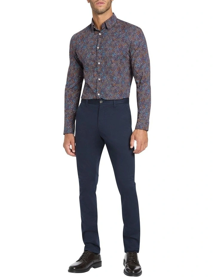 Larson Long Sleeve Stretch Shirt in Midnight Multi