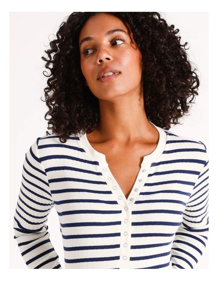Organic Blend Long Sleeve Henley Tee in Navy