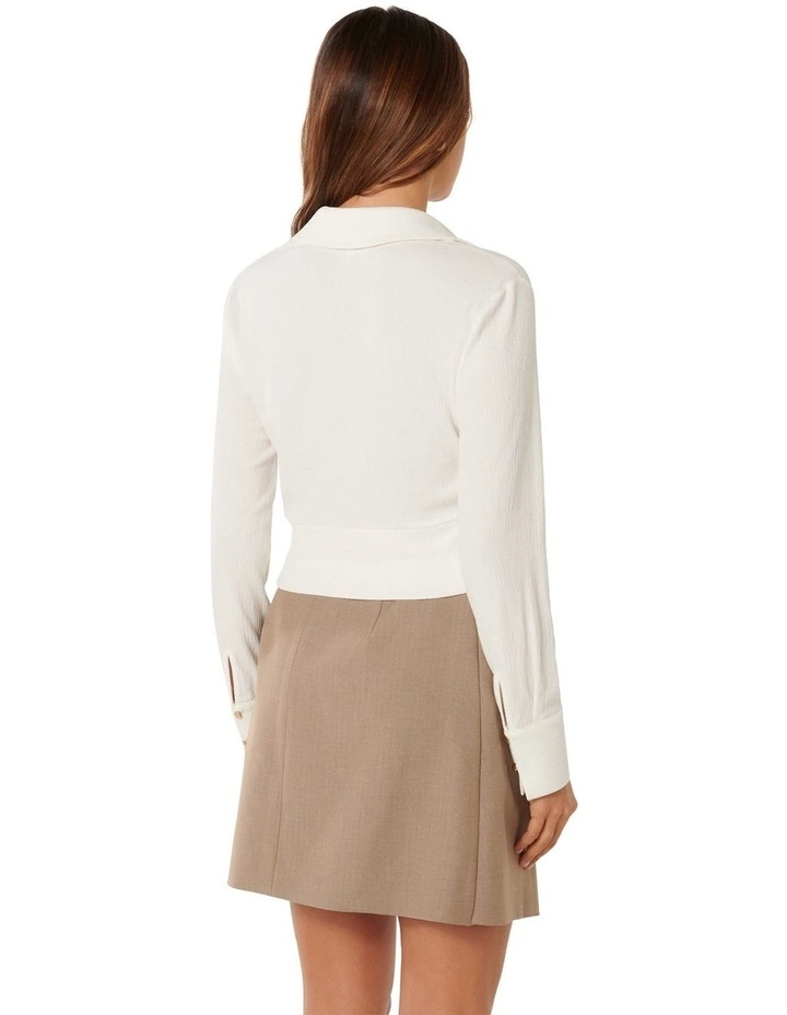 Tonya Textured Wrap Shirt in White
