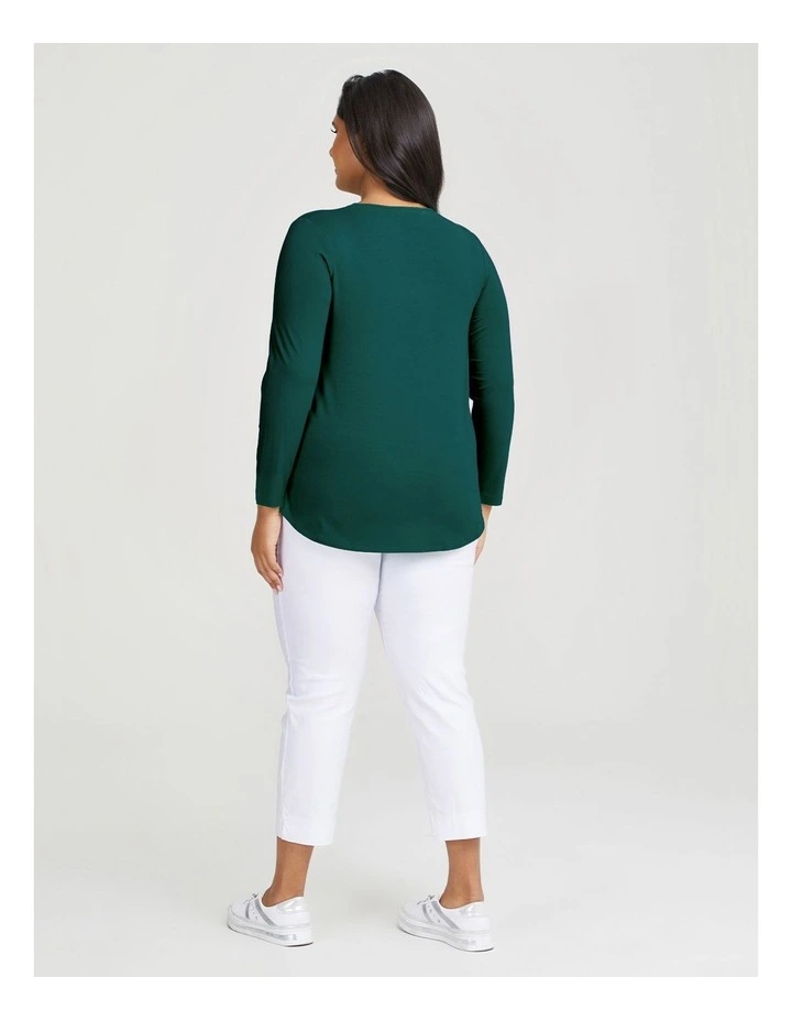 Natural Long Sleeve Everyday T-shirt in Eden Green