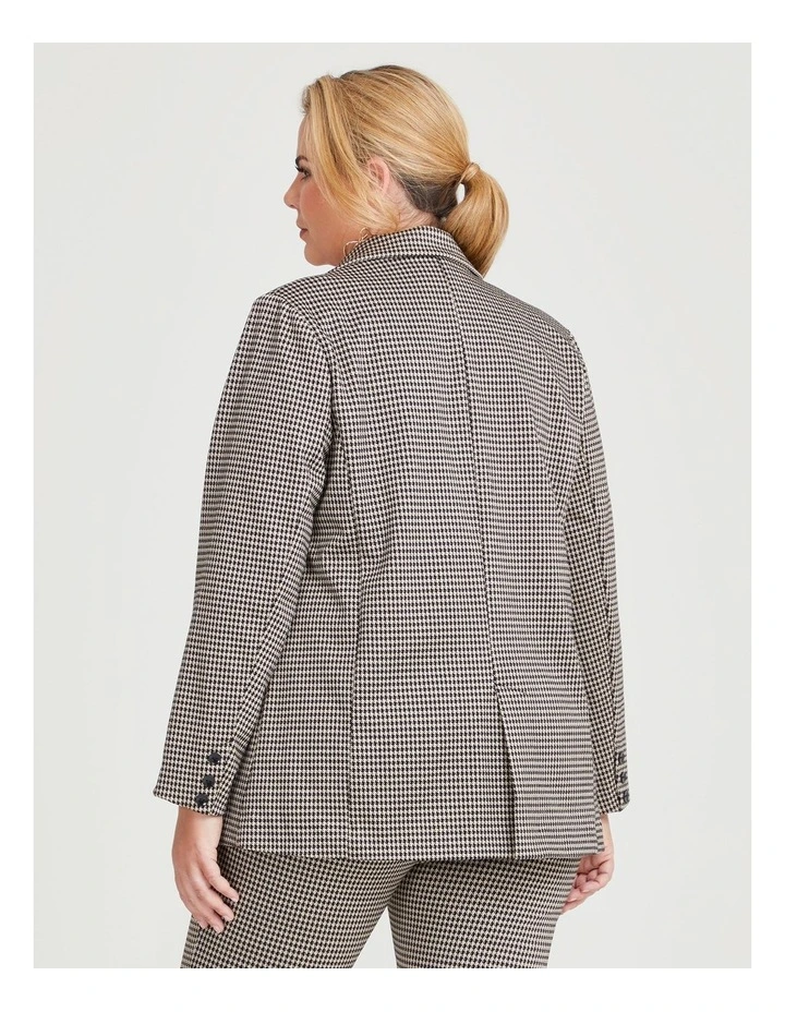 Relaxed Houndstooth Blazer in Black/Pebble