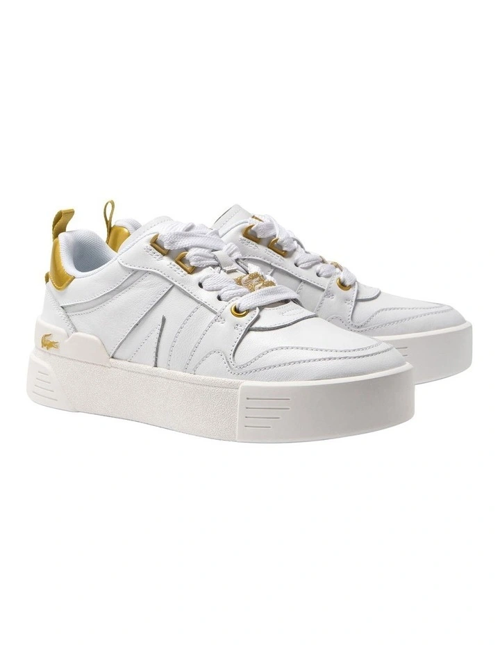 L002 Leather Sneaker in White/Gold