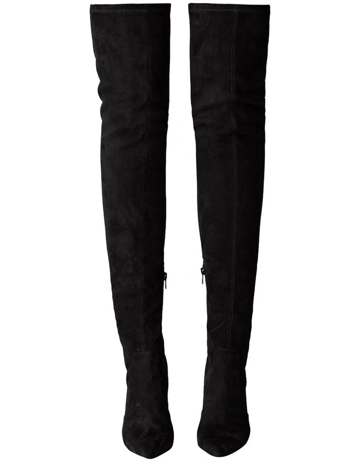 Avah Black Stretch Suede Boots