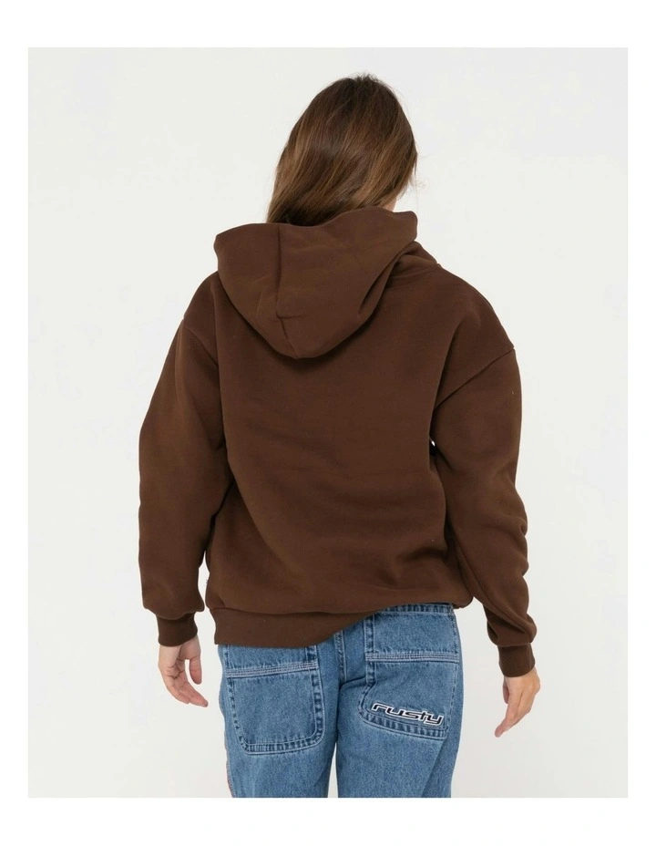 Norty Oversize Hooded Fleece in Brown