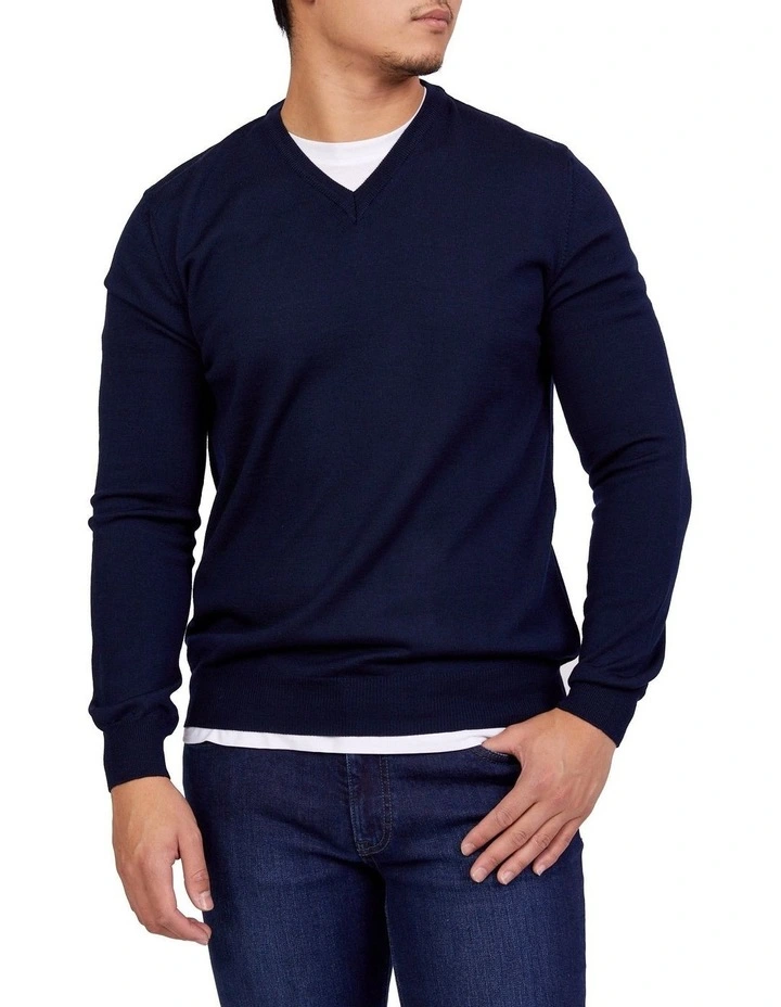 Merino V-Neck In Navy