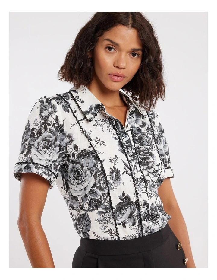 Sierra Bloom Shirt in Ivory/Black