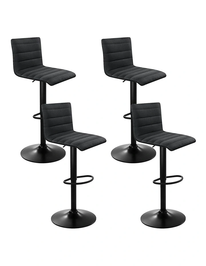 Fabric Kitchen Swivel Chair x4 Bar Stools in Black