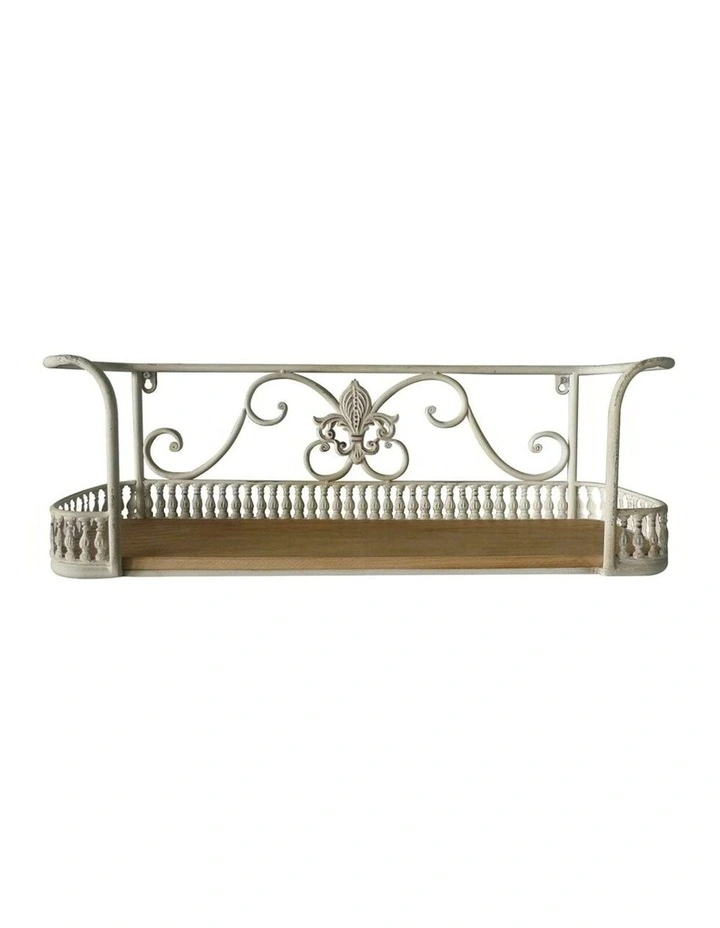 Storage Display Fleur Wall Shelf in Natural/Distressed White