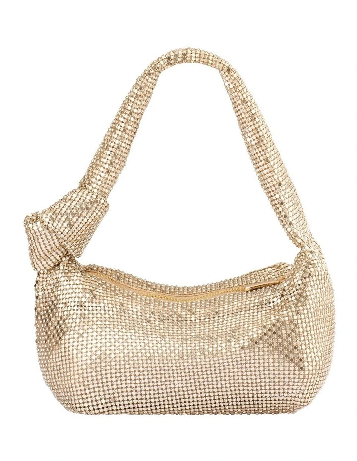 Isabella Crystal Mesh Slouch Bag in Gold