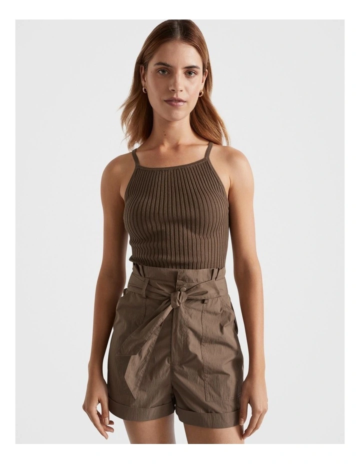 Rib Knit Camisole in Cappuccino