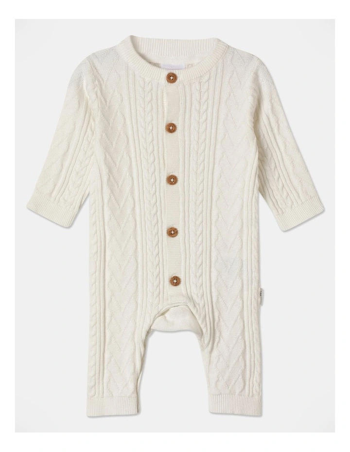 Cable Knit Coverall in Cream
