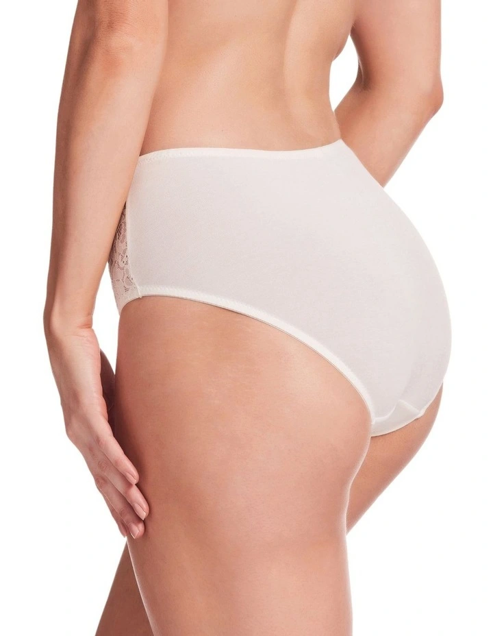 Lace Stretch Cotton Full Brief in Ivory