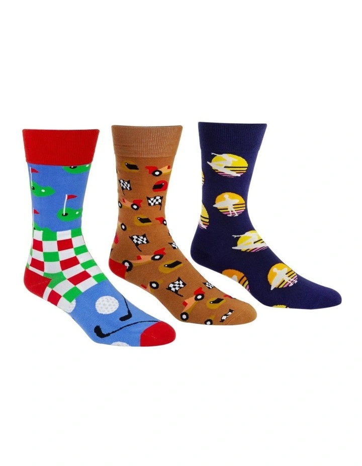 Legend Organic Cotton Sock 3 Pack Gift Box in Multi