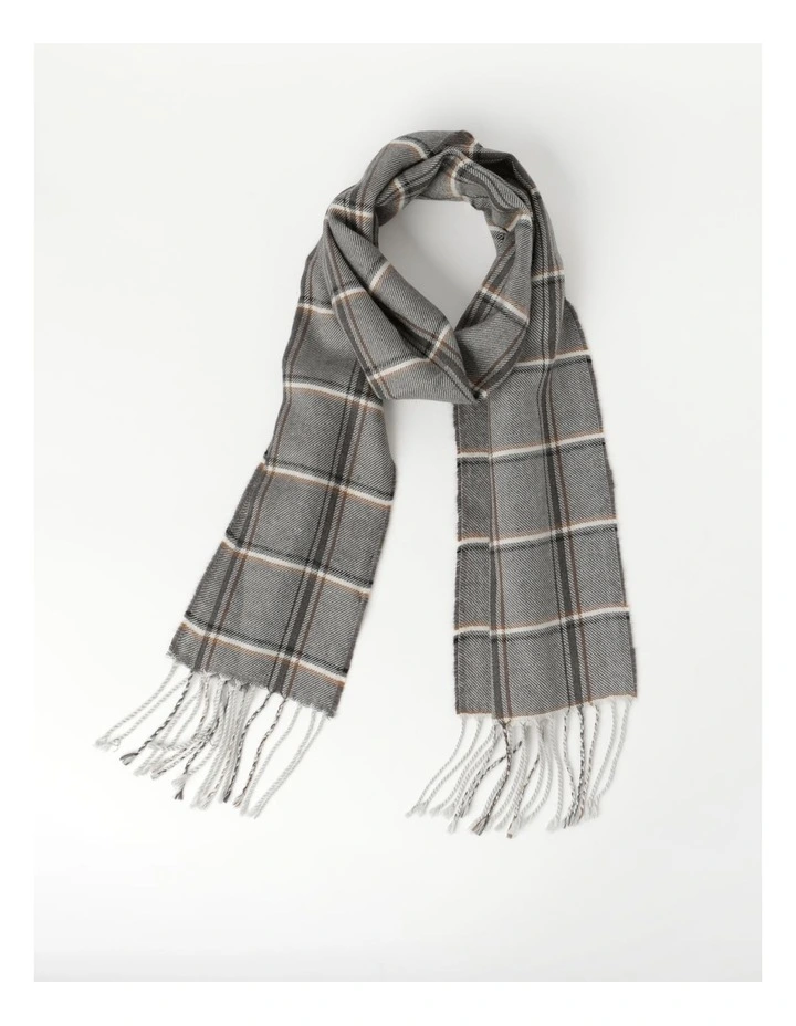 Woven Check Scarf in Grey