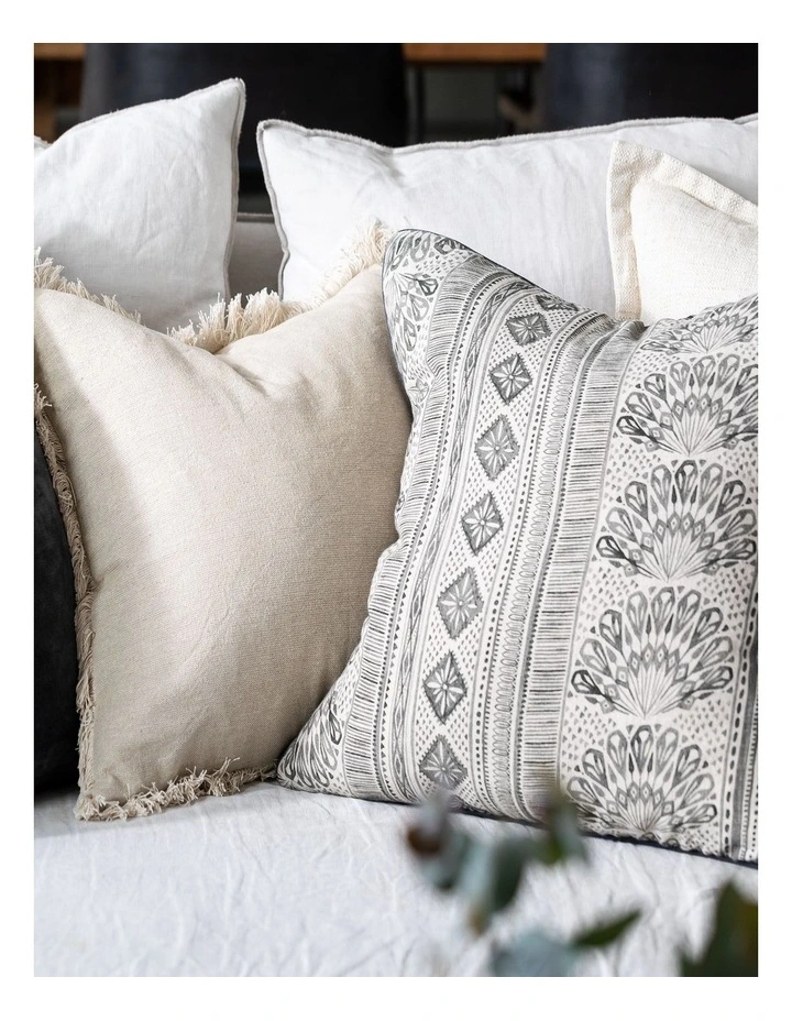 Aish Linen Cushion 55cm Charcoal/Natural