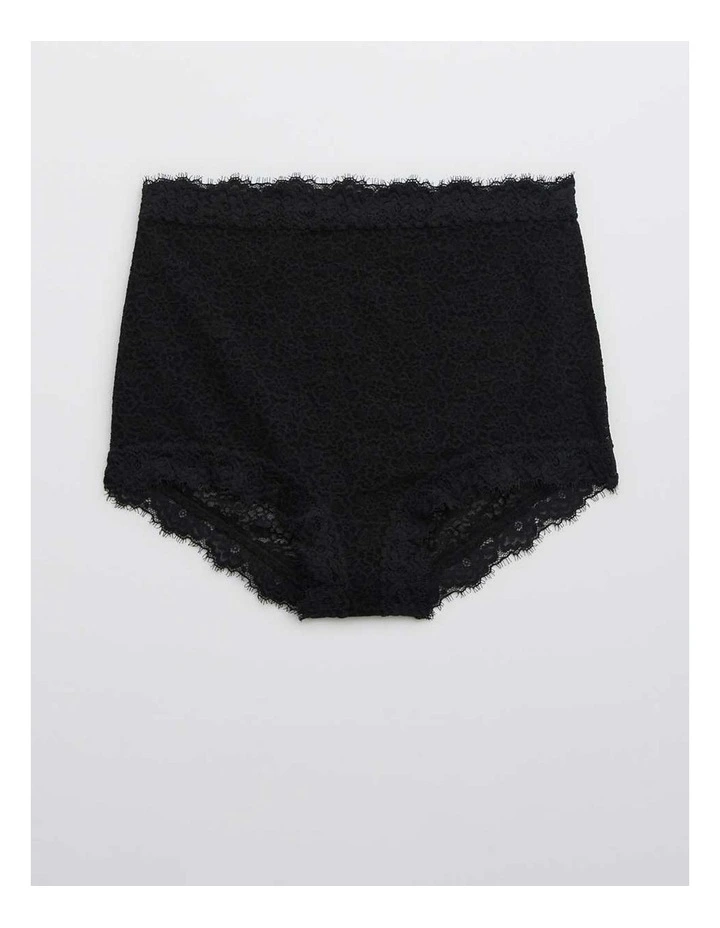 Eyelash Lace High Waisted Boybrief Underwear in Black