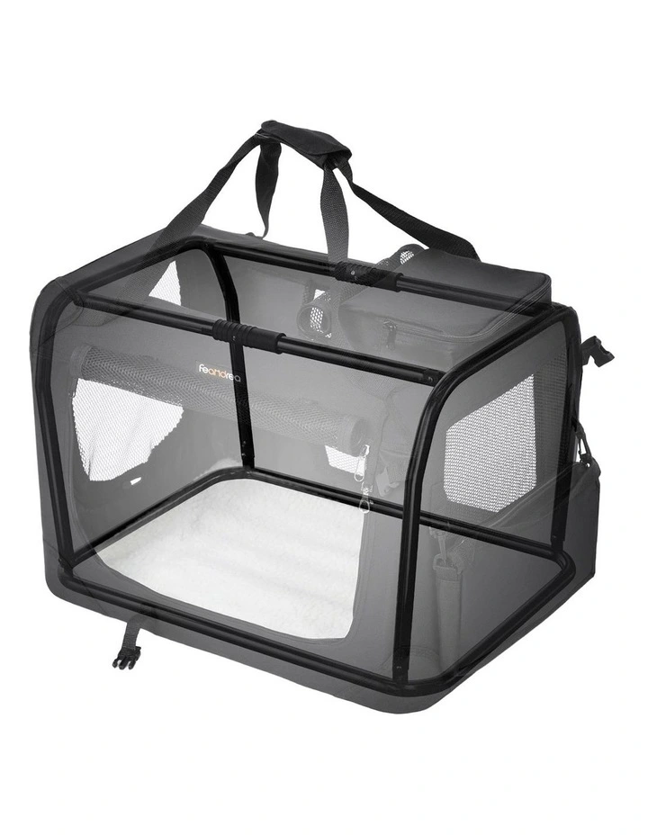 Kennel Transport Box Folding Fabric Pet Carrier 60cm in Black