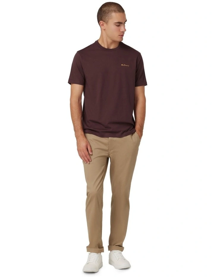 Signature Chest Embriodery Tee in Purple