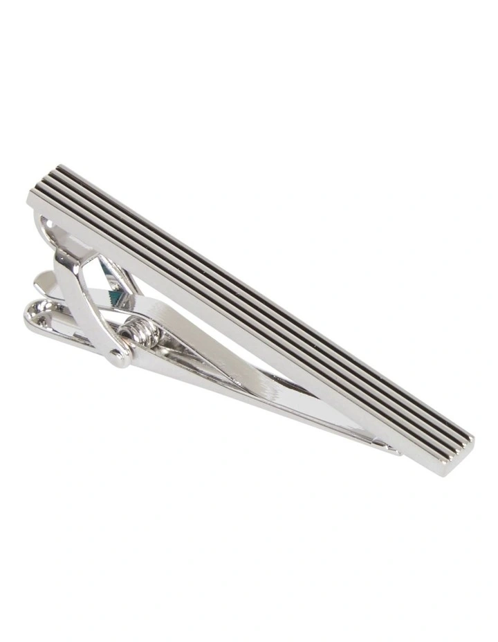 Cuff Link & Tie Bar Set in Silver