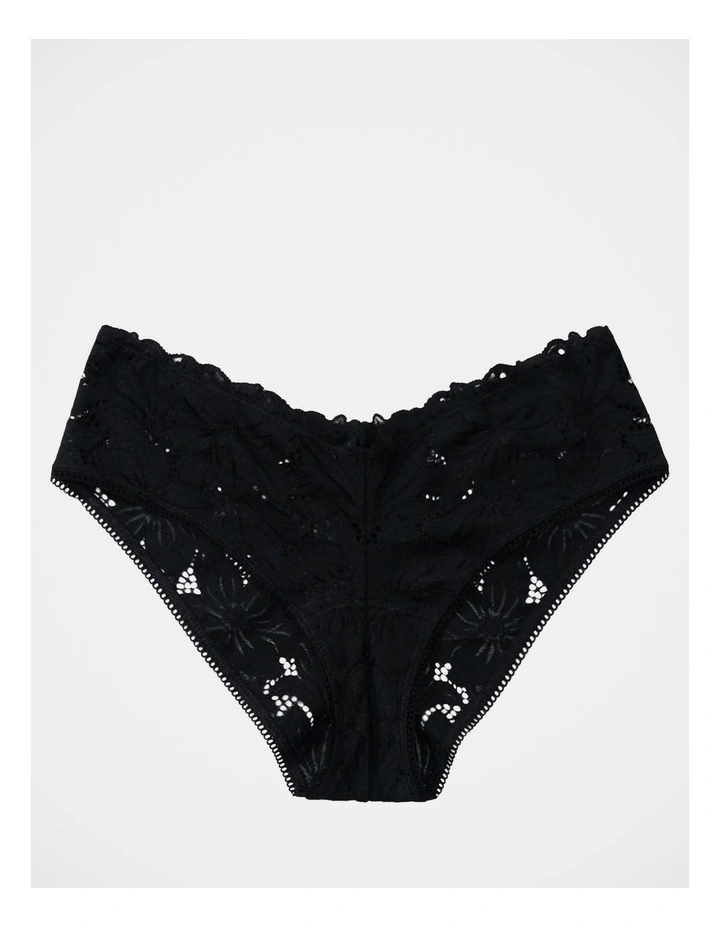 Crochet Lace Cheeky Underwear in True Black