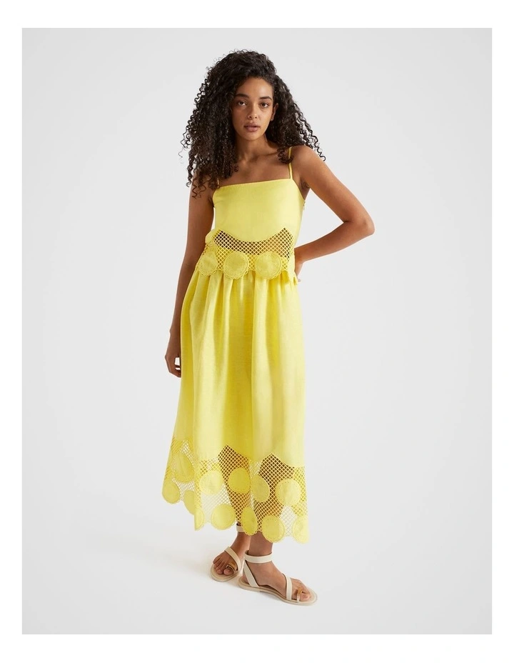Embroidered Hem Panel Skirt in Lemon Drop