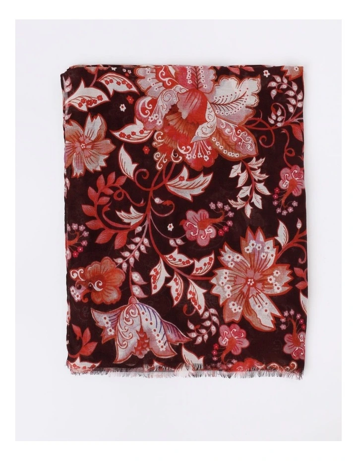 Printed Scarf in Red Paisley