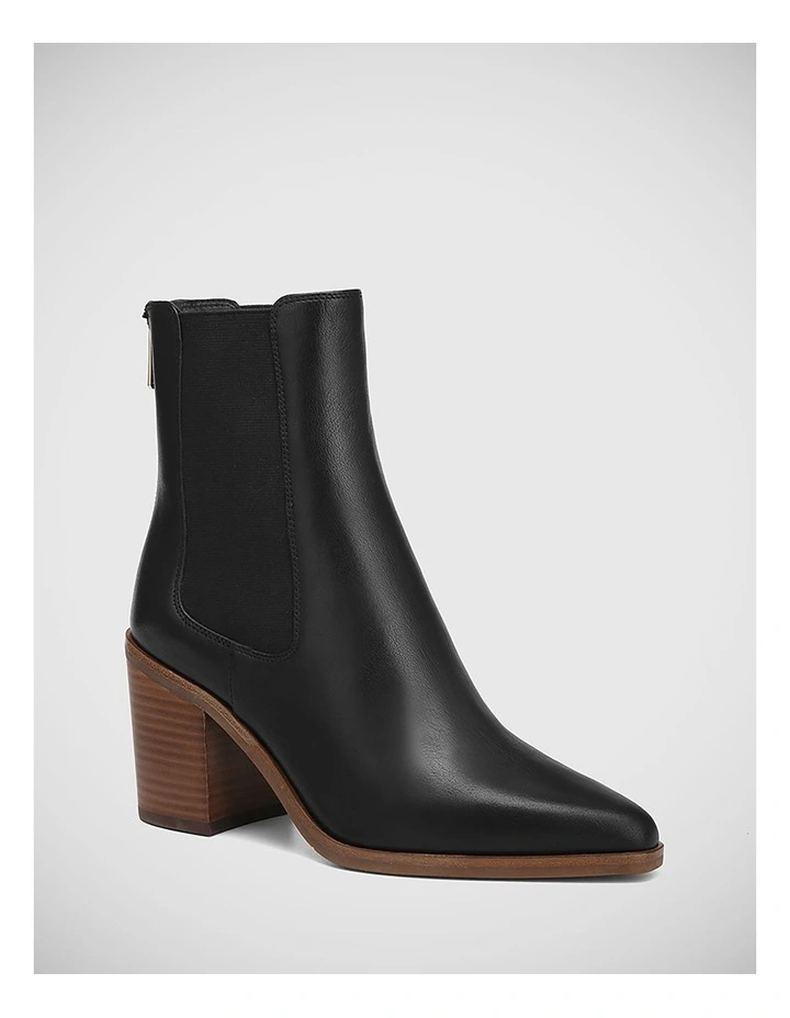 Poliana Leather Ankle Boot in Black