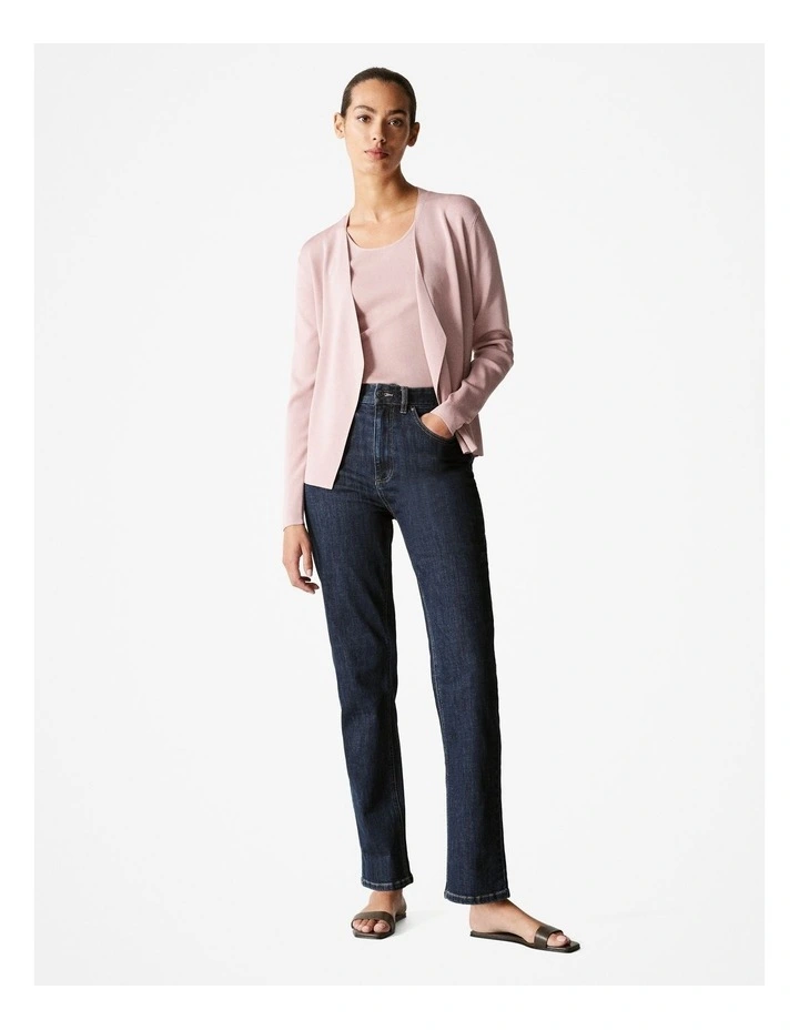 Fine Rib Waterfall Cardigan in Dusty Lilac