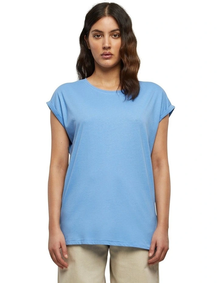 Extended Shoulder Tee in Horizon Blue