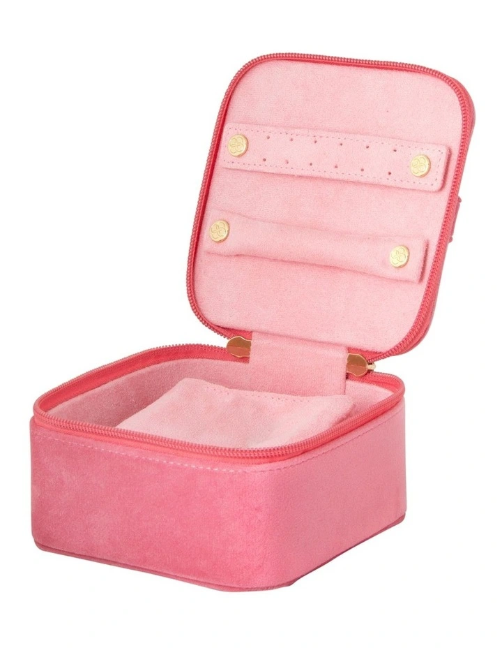 Luxe Velvet Jewellery Cube in Coral