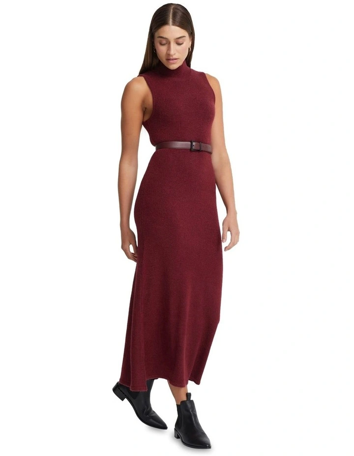 Renee Yak Blend Knitted Dress in Port