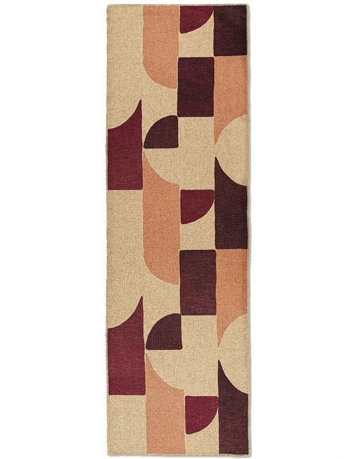 Arch Washable New Jute Runner Rug in Burgandy